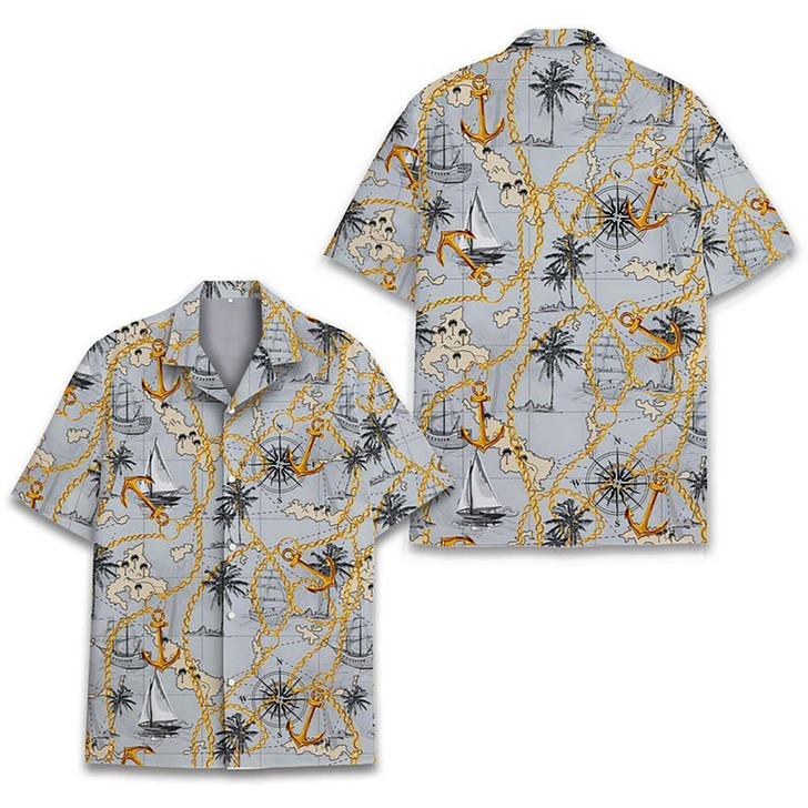 Pirate Map Skull Summer Beach Aloha Hawaiian Shirt S-5XL