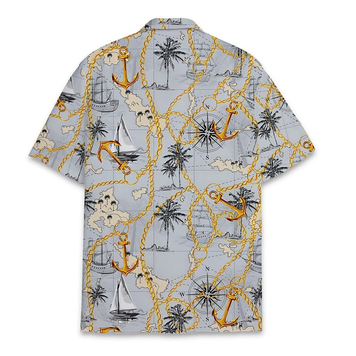Pirate Map Skull Summer Beach Aloha Hawaiian Shirt S-5XL