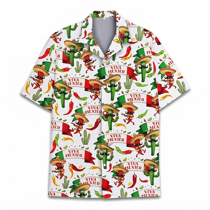 Viva Mexico Cactus Sombrero Cinco de Mayo Fiesta Hawaiian Shirt S-5XL