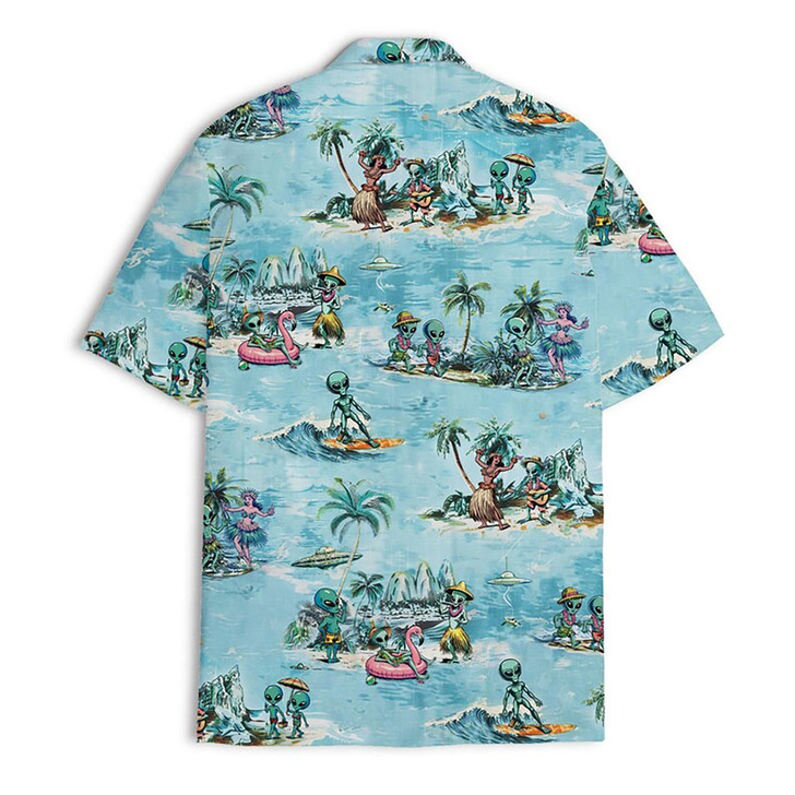 Retro Alien Summer Beach Hawaiian Shirt S-5XL