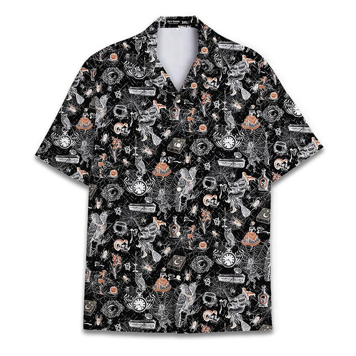 Vintage Halloween Witch Skull Hawaiian Shirt S-5XL