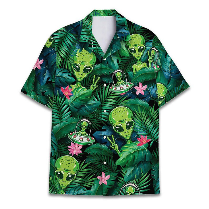Funny Alien UFO Print Hawaiian Shirt S-5XL