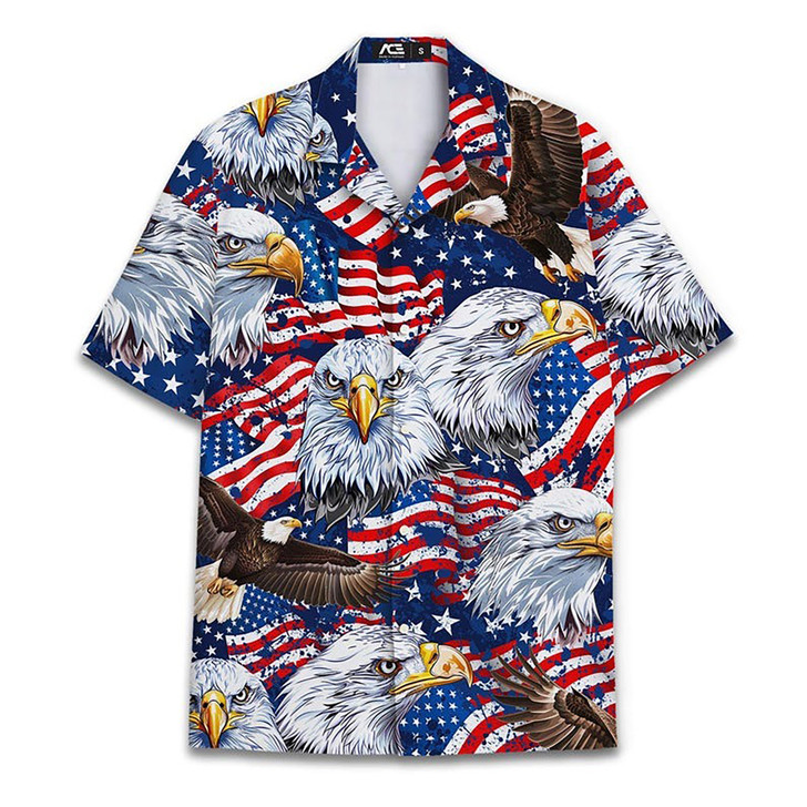 American Eagle Patriotic 4th of July Hawaiian Shirt S-5XL