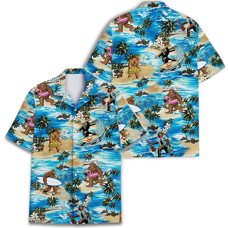 Funny Bigfoot Beach Sasquatch Hawaiian Shirt S-5XL