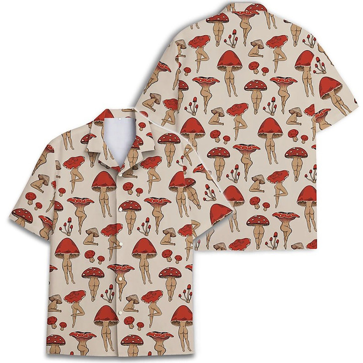 Mushroom Funny Novelty Print Hawaiian Shirt S-5XL