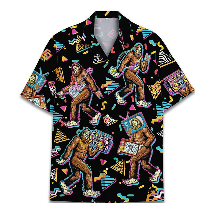 Retro Bigfoot Bowling Space Hawaiian Shirt S-5XL