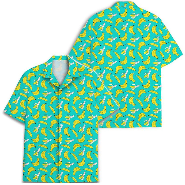 Men's Funny Banana Tropical Summer Beach Button Down Hawaiian Shirt S-5XL