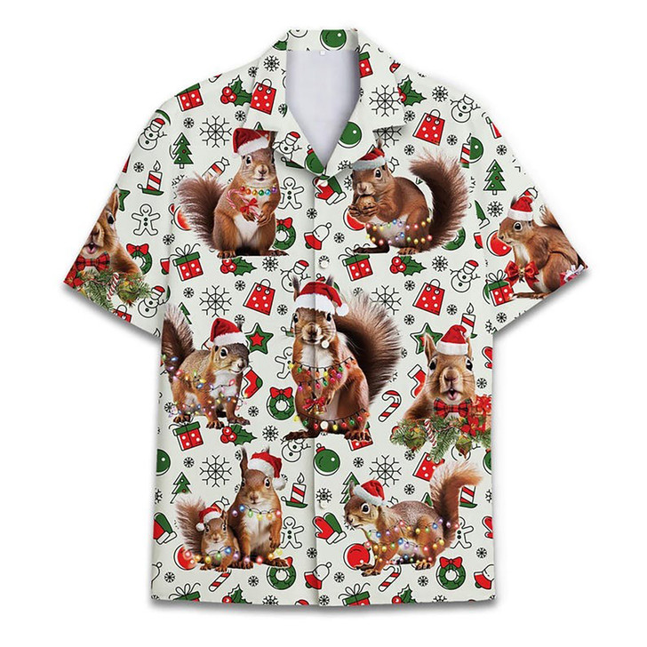 Funny Christmas Squirrel Holiday Aloha Hawaiian Shirt S-5XL