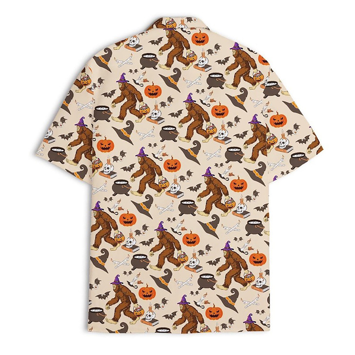 Bigfoot Pumpkin Witch Skull Halloween Sasquatch Hawaiian Shirt S-5XL