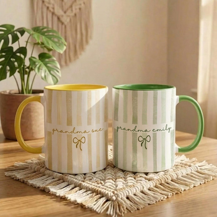 Custom Name Grandma Striped Accent Mug Mother's Day Gift