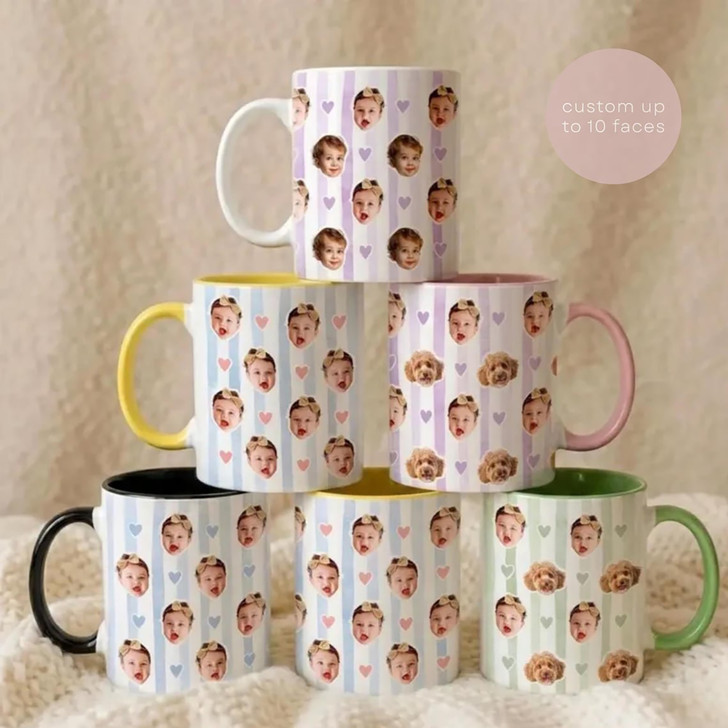 Custom Baby Face Accent Mug Personalized Fathers Day Kids Keepsake Cup
