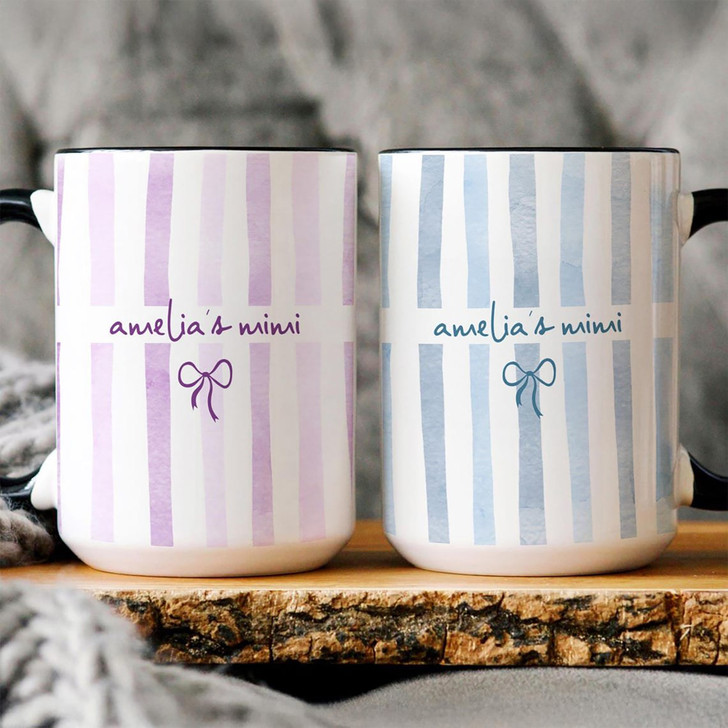 Custom Mimi Striped Accent Mug New Grandma Coffee Cup Gift