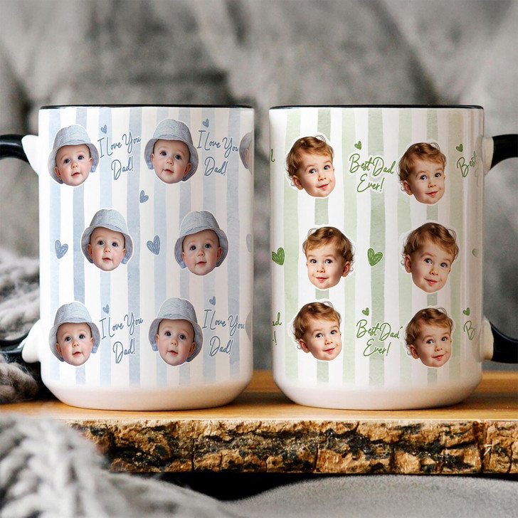 Custom Photo Baby Face Accent Mug Dad Fathers Day Gift Cup