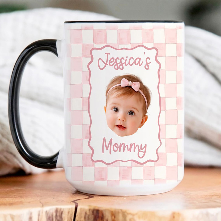 Custom Baby Face Photo Accent Mug Dad New Mom Keepsake Cup