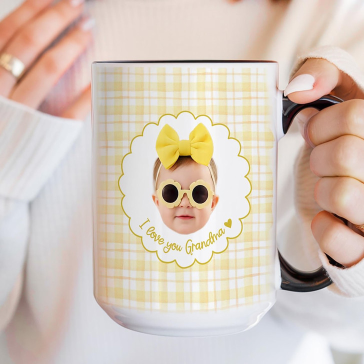 Custom Baby Face Photo Accent Mug Dad New Mom Keepsake Cup