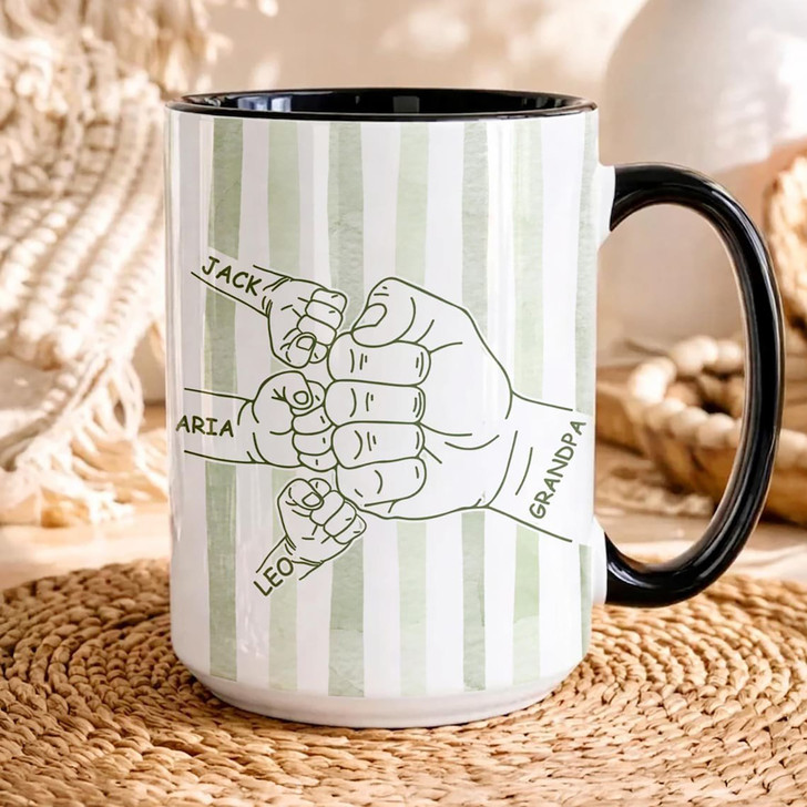 Custom Kids Names Accent Mug Personalized Dad Fathers Day Coffee Cup