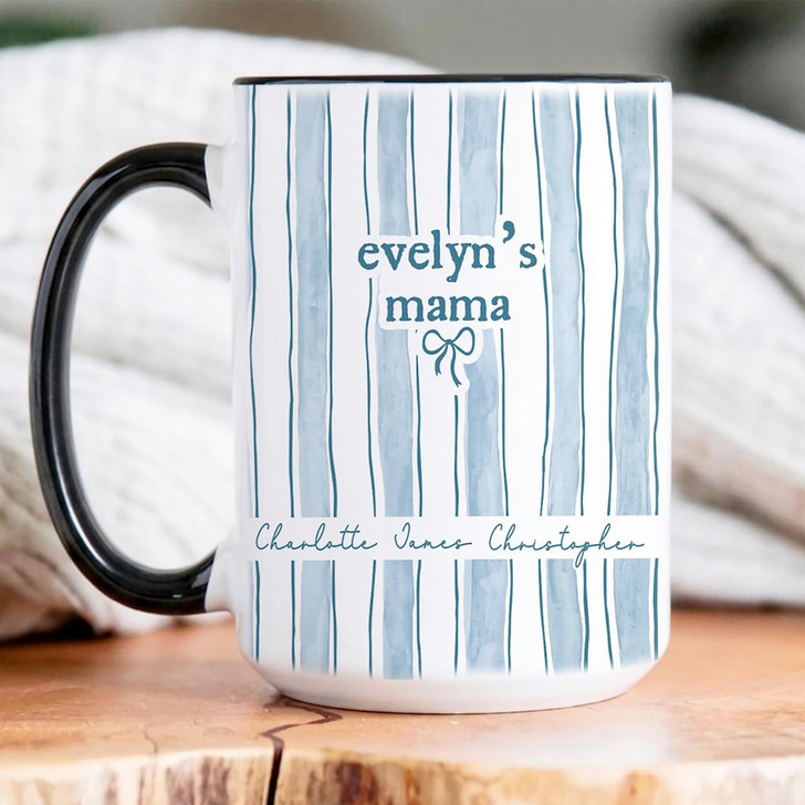 Custom Mom Est Striped Accent Mug Personalized Mothers Day Keepsake