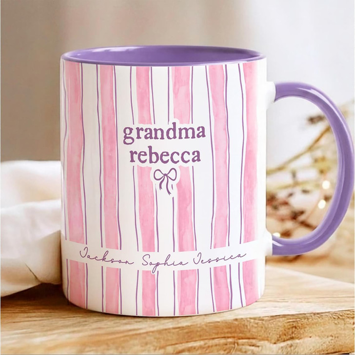 Custom Mom Est Striped Accent Mug Personalized Mothers Day Keepsake