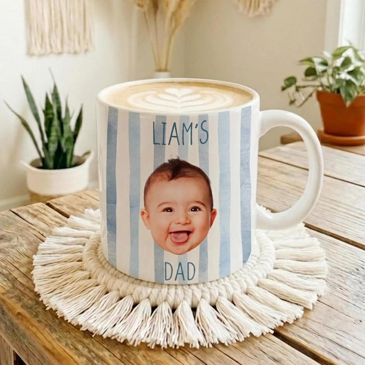 Personalized Baby Face White Mug Dad Gift