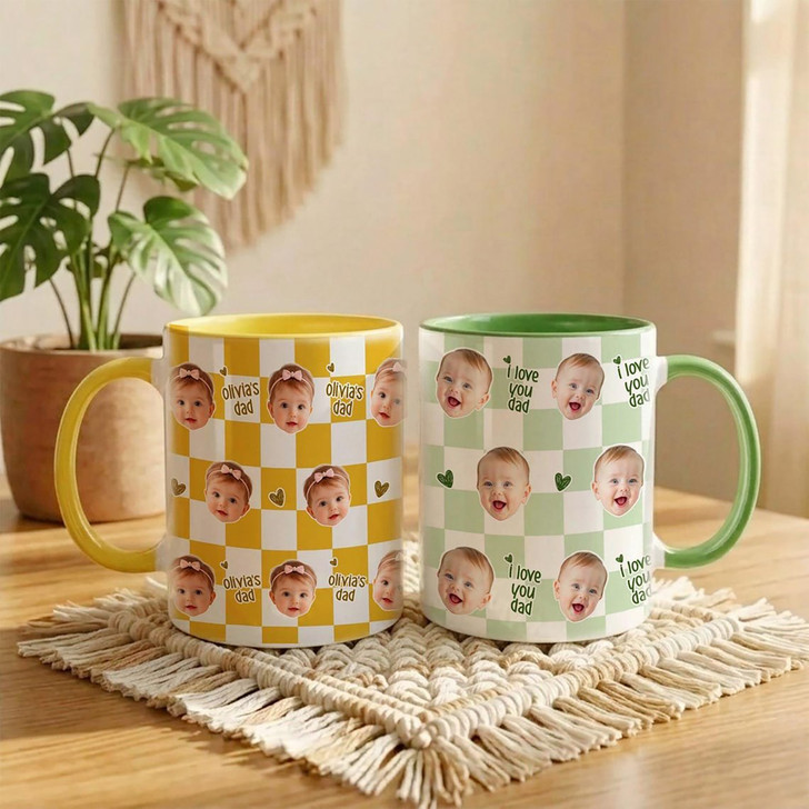 Custom Baby Face Photo On Accent Mug Fathers Day Gift