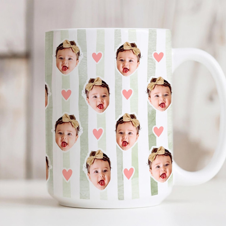 Custom Baby Face White Mug Personalized Fathers Day Kids Keepsake Cup