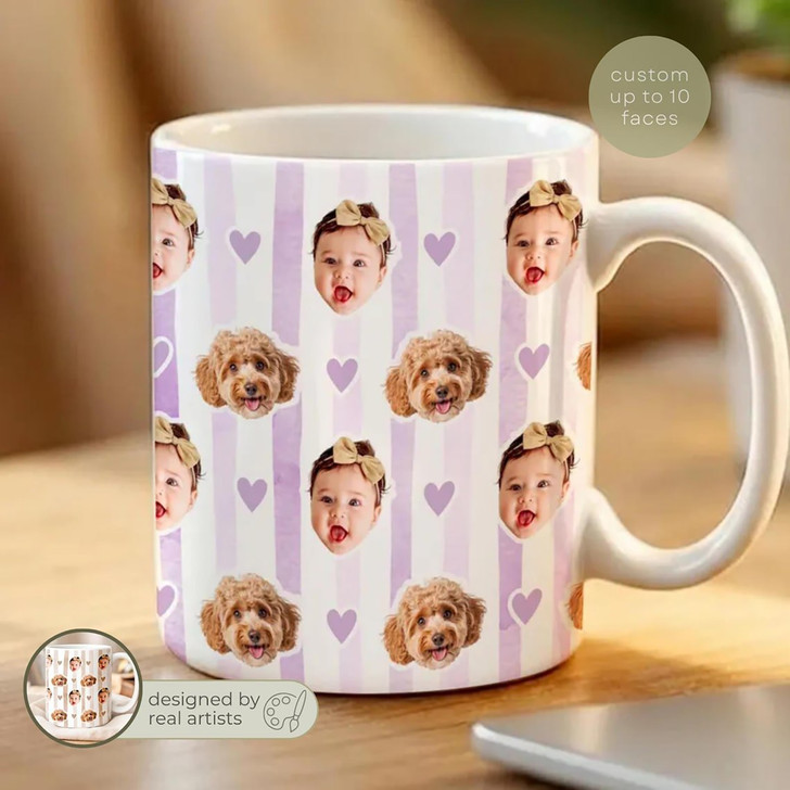 Custom Baby Face White Mug Personalized Fathers Day Kids Keepsake Cup