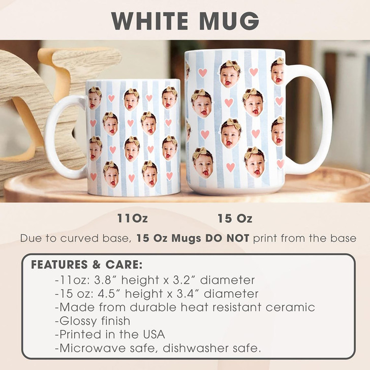 Custom Baby Face White Mug Personalized Fathers Day Kids Keepsake Cup