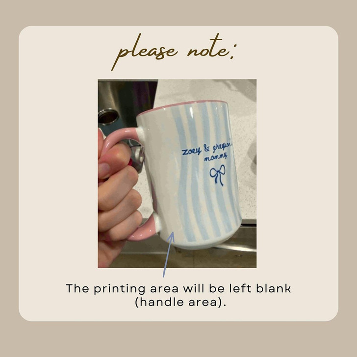 Custom Name Coquette Stripe White Mug Grandma Mothers Day Gift