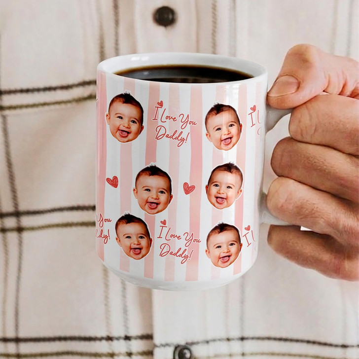 Custom Photo Baby Face Accent Mug Dad Fathers Day Gift Cup