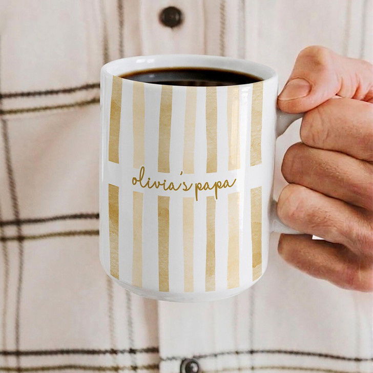 Custom Striped White Mug Personalized Dad Fathers Day Coffee Cup
