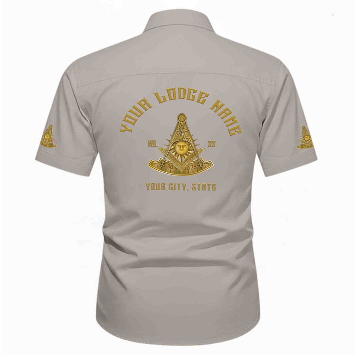 Customized Name, Lodge and Number Past Master Mason Freemason Workwear Short Sleeve Shirt M-5XL