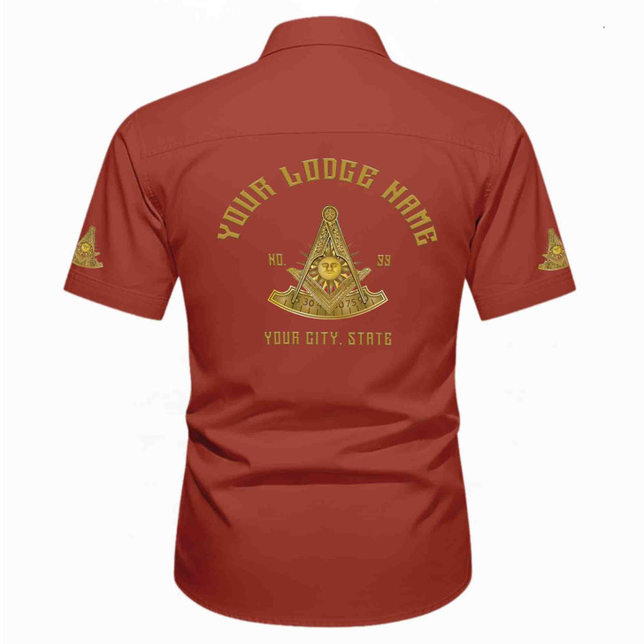 Customized Name, Lodge and Number Past Master Mason Freemason Workwear Short Sleeve Shirt M-5XL