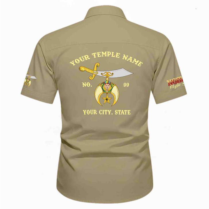 Customized Name, Temple and Number Noble Shriners Temple Workwear Short Sleeve Shirt M-5XL