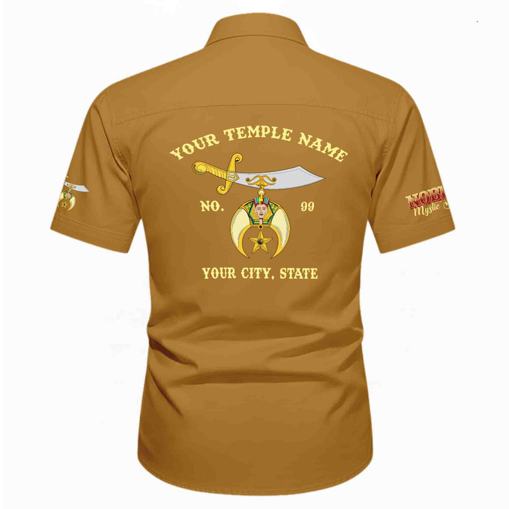 Customized Name, Temple and Number Noble Shriners Temple Workwear Short Sleeve Shirt M-5XL