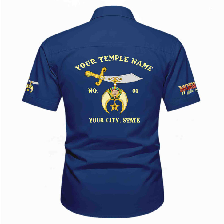 Customized Name, Temple and Number Noble Shriners Temple Workwear Short Sleeve Shirt M-5XL