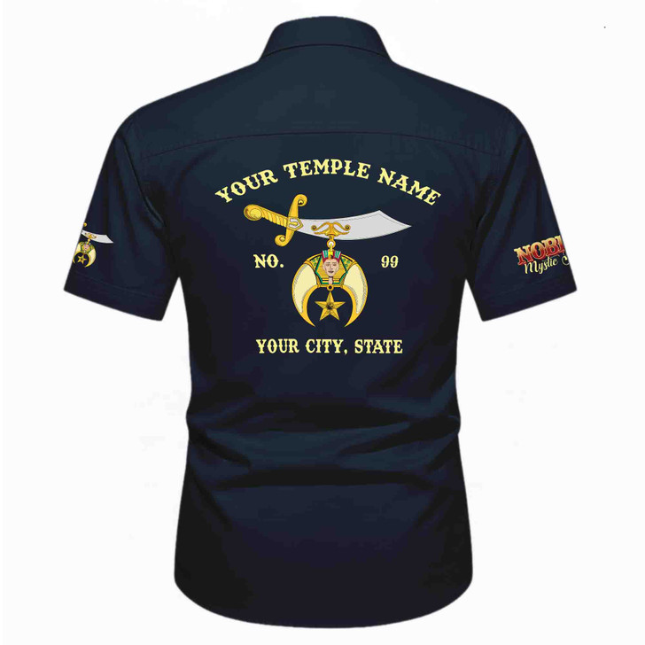 Customized Name, Temple and Number Noble Shriners Temple Workwear Short Sleeve Shirt M-5XL