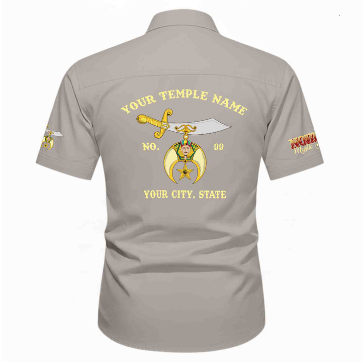 Customized Name, Temple and Number Noble Shriners Temple Workwear Short Sleeve Shirt M-5XL