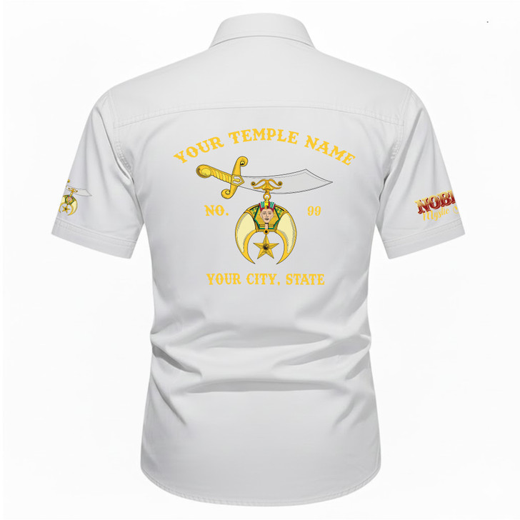 Customized Name, Temple and Number Noble Shriners Temple Workwear Short Sleeve Shirt M-5XL