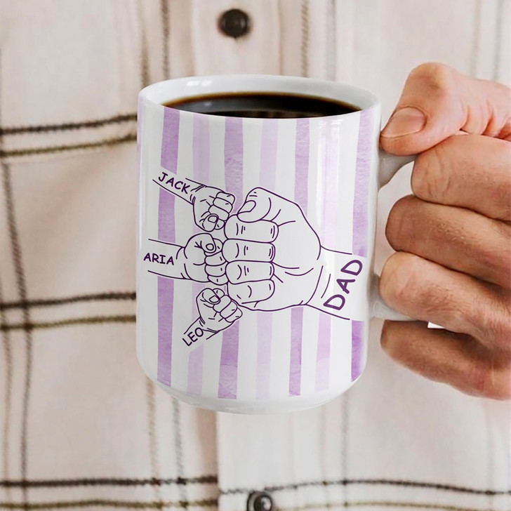 Custom Kids Names White Mug Personalized Dad Fathers Day Coffee Cup