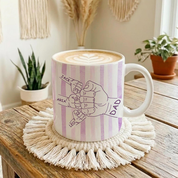 Custom Kids Names White Mug Personalized Dad Fathers Day Coffee Cup