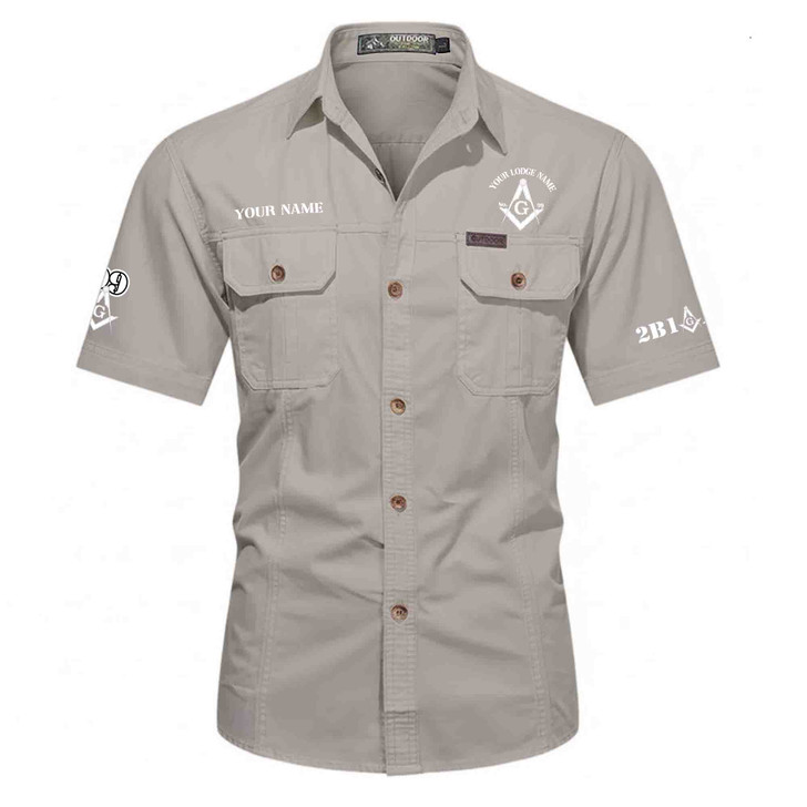 Personalized Name, Lodge and Number 2B1 ASK1 Master Mason Workwear Short Sleeve M-5XL