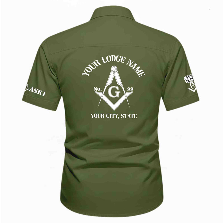 Personalized Name, Lodge and Number 2B1 ASK1 Master Mason Workwear Short Sleeve M-5XL