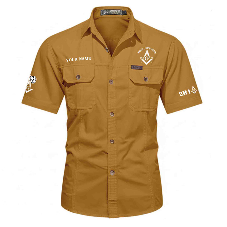 Personalized Name, Lodge and Number 2B1 ASK1 Master Mason Workwear Short Sleeve M-5XL