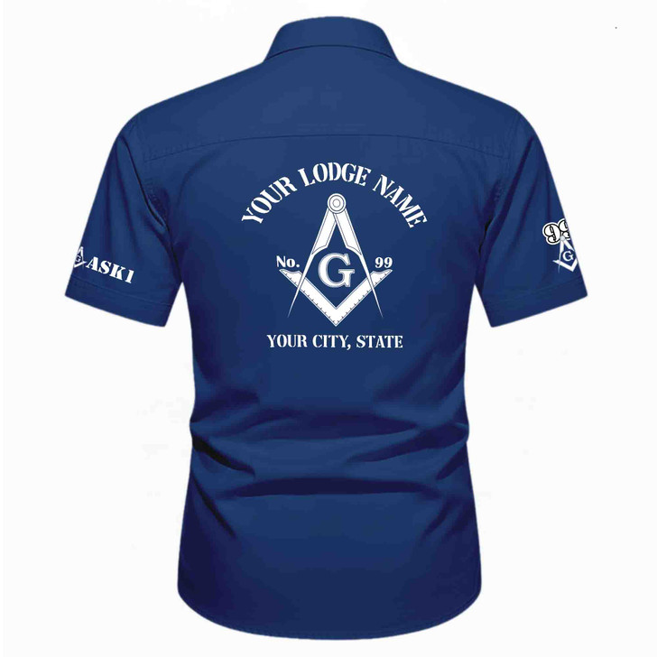 Personalized Name, Lodge and Number 2B1 ASK1 Master Mason Workwear Short Sleeve M-5XL
