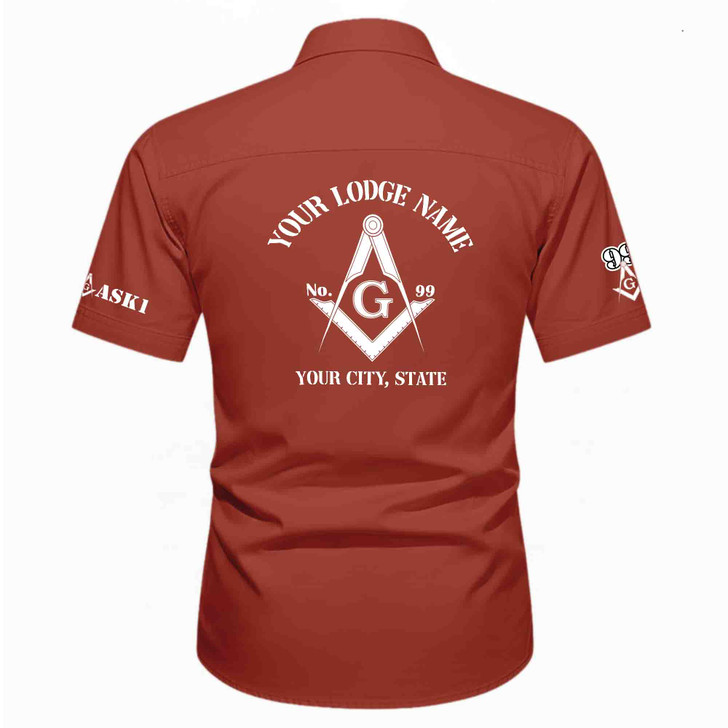 Personalized Name, Lodge and Number 2B1 ASK1 Master Mason Workwear Short Sleeve M-5XL