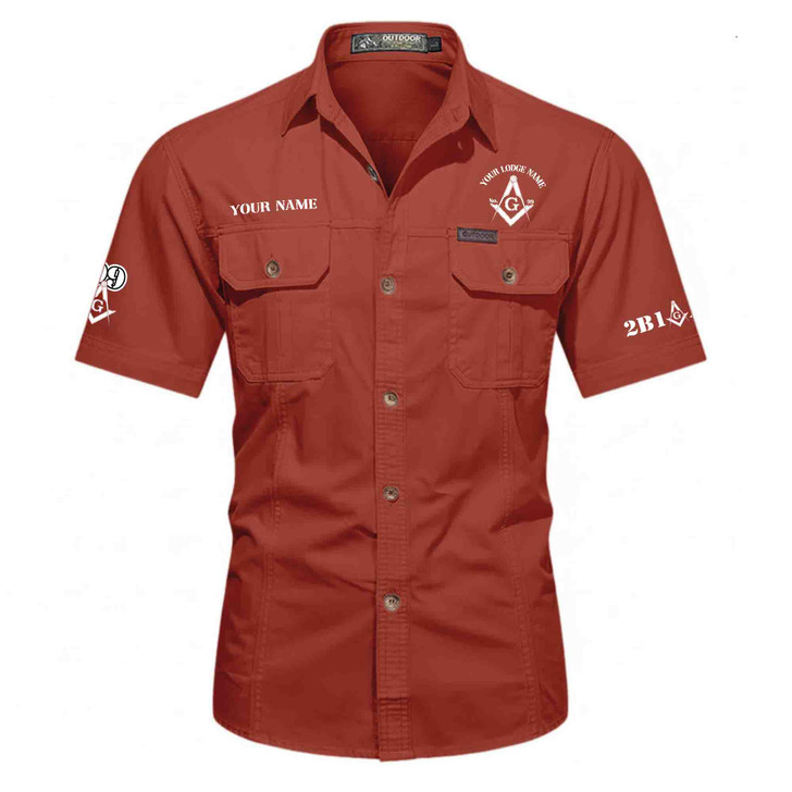 Personalized Name, Lodge and Number 2B1 ASK1 Master Mason Workwear Short Sleeve M-5XL