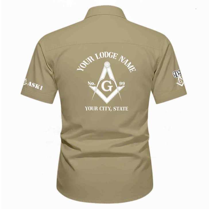 Personalized Name, Lodge and Number 2B1 ASK1 Master Mason Workwear Short Sleeve M-5XL