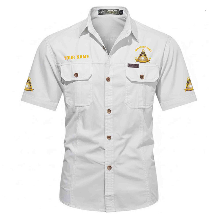 Personalized Name, Lodge and Number Past Master Mason Workwear Short Sleeve M-5XL