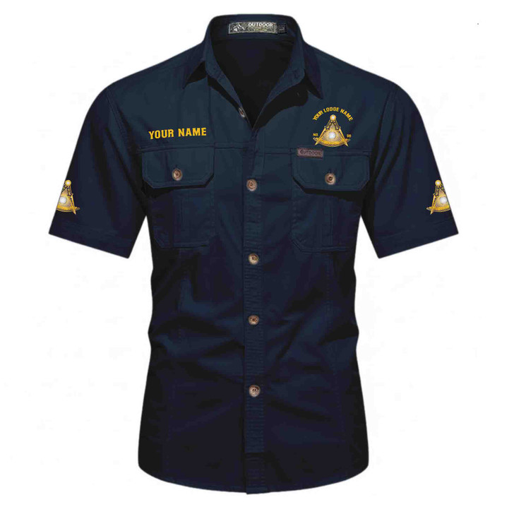 Personalized Name, Lodge and Number Past Master Mason Workwear Short Sleeve M-5XL
