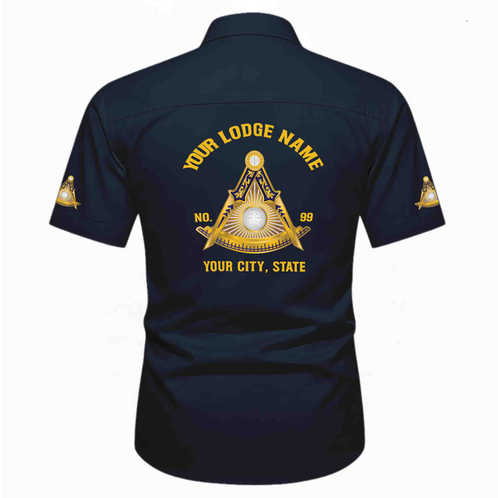 Personalized Name, Lodge and Number Past Master Mason Workwear Short Sleeve M-5XL
